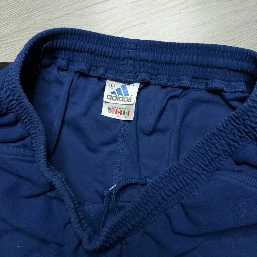 Vintage 90’s Adidas Embroidered Trefoil Logo Track Pants Size Large Navy Blue